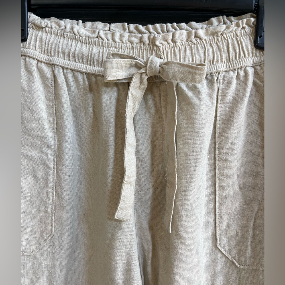SINCERELY JULES Beige Linen Blend Pull On Ankle Length Pants Size XL